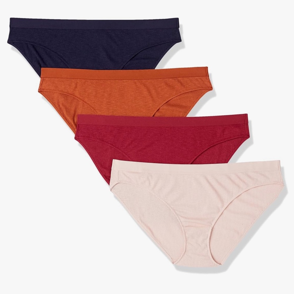 NWT - Amazon Essentials Women's Ribbed Bikini Underwear, Pack of 4